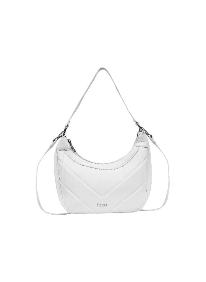 فوسكا شنطة Foska كتف نسائية جلد ناعم – تصميم كلاسيكي ومقابض طويلة لون أبيض – مقاس 29.5x25.5 سم - Image 1