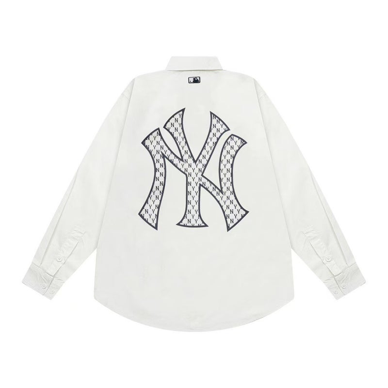 MLB Autumn New Arrival Woven Shirt with Large Logo, Casual Loose Fit for Couples