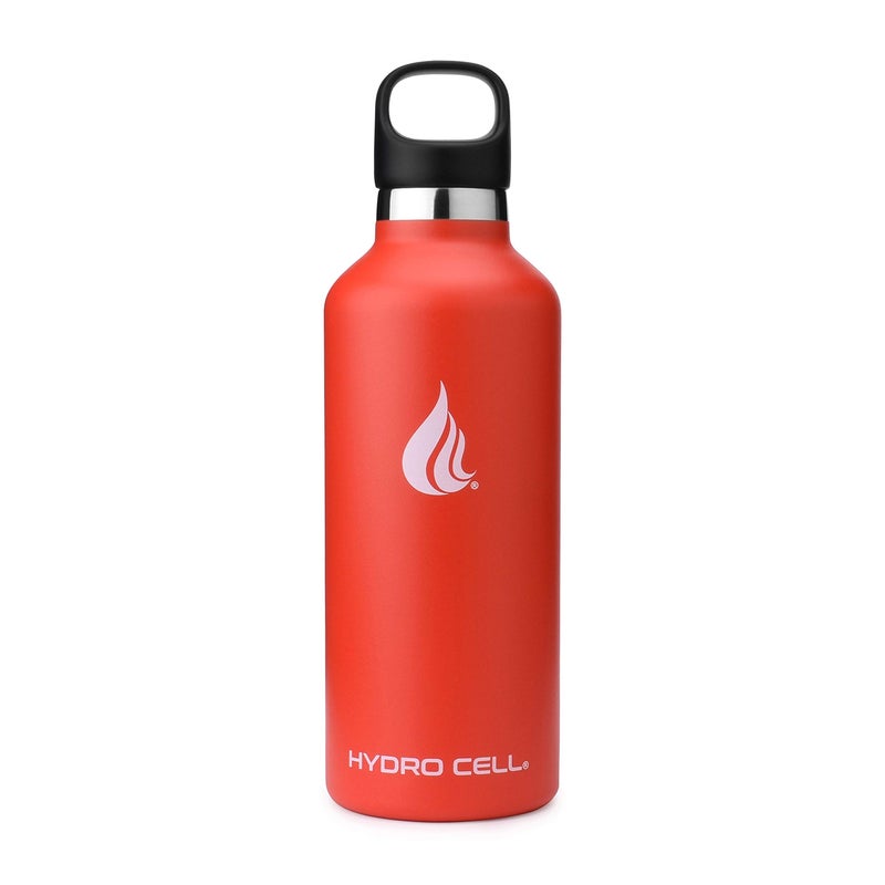 HYDRO CELL Stainless Steel Water Bottle with Straw & 2 Standard Mouth Lids (32oz 24oz 20oz 16oz) Keeps Liquids Hot or Cold w/Double Wall Vacuum Insulated Leak Proof Sport Design (Red 32oz) - Image 2