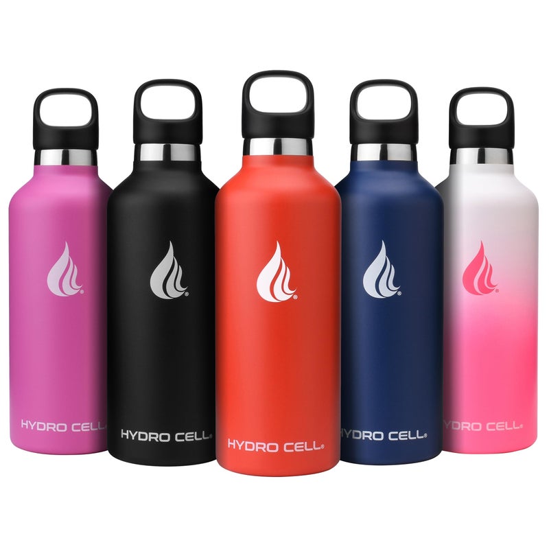 HYDRO CELL Stainless Steel Water Bottle with Straw & 2 Standard Mouth Lids (32oz 24oz 20oz 16oz) Keeps Liquids Hot or Cold w/Double Wall Vacuum Insulated Leak Proof Sport Design (Red 32oz) - Image 1