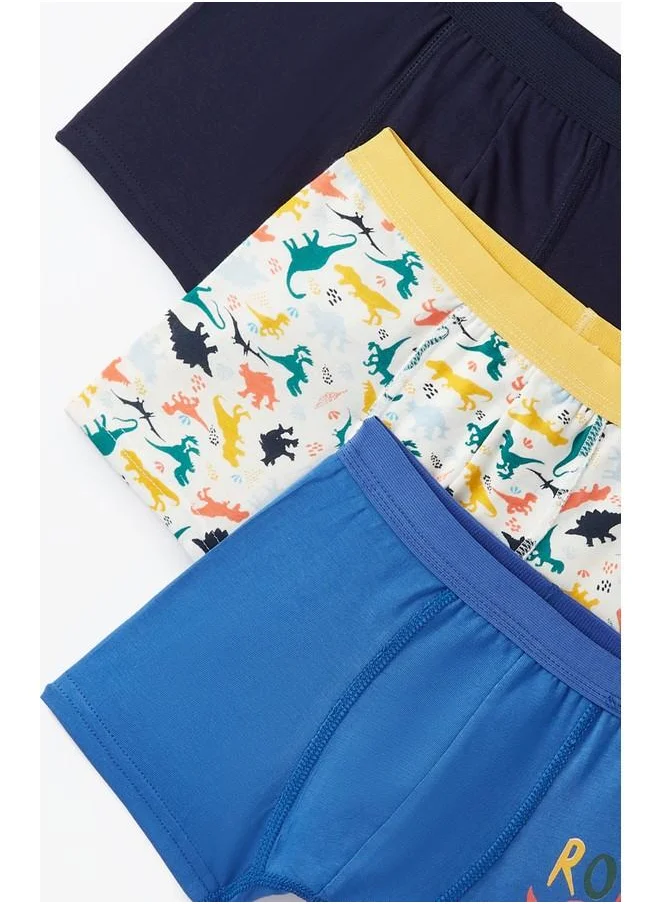 JUNE June Boy Dinosaur Patterned 3-Pack Boxer Multicolor - Saxe - Navy