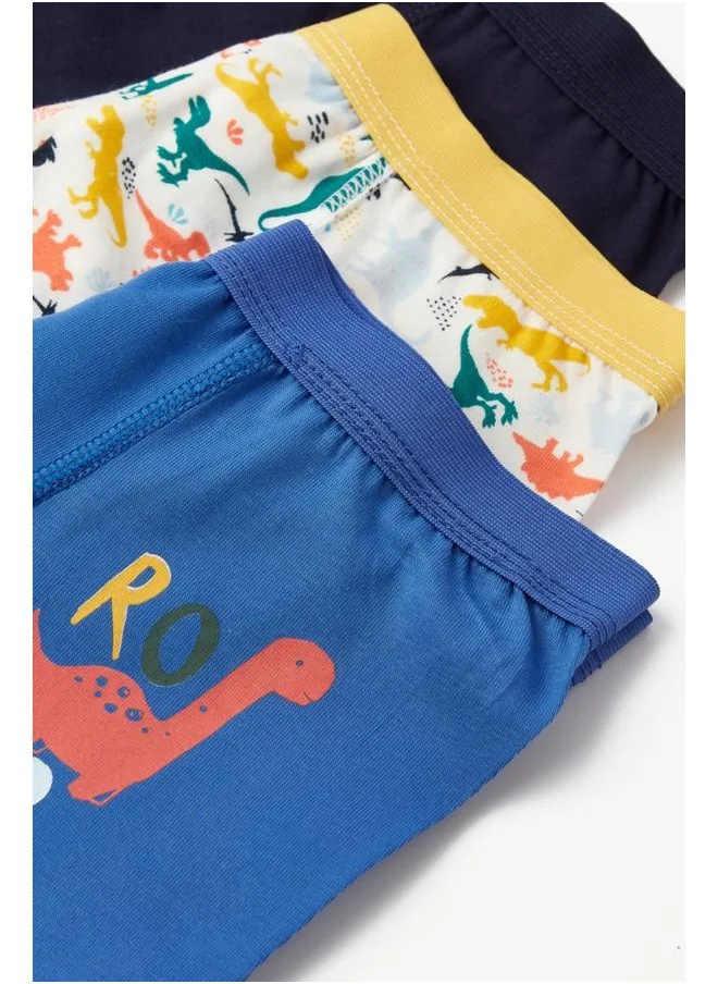 JUNE June Boy Dinosaur Patterned 3-Pack Boxer Multicolor - Saxe - Navy