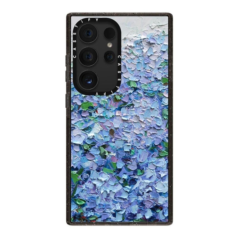 CASETIFY Impact Galaxy S24 Ultra Case - Nantucket Blue Hydrangeas - Clear Black - Image 2