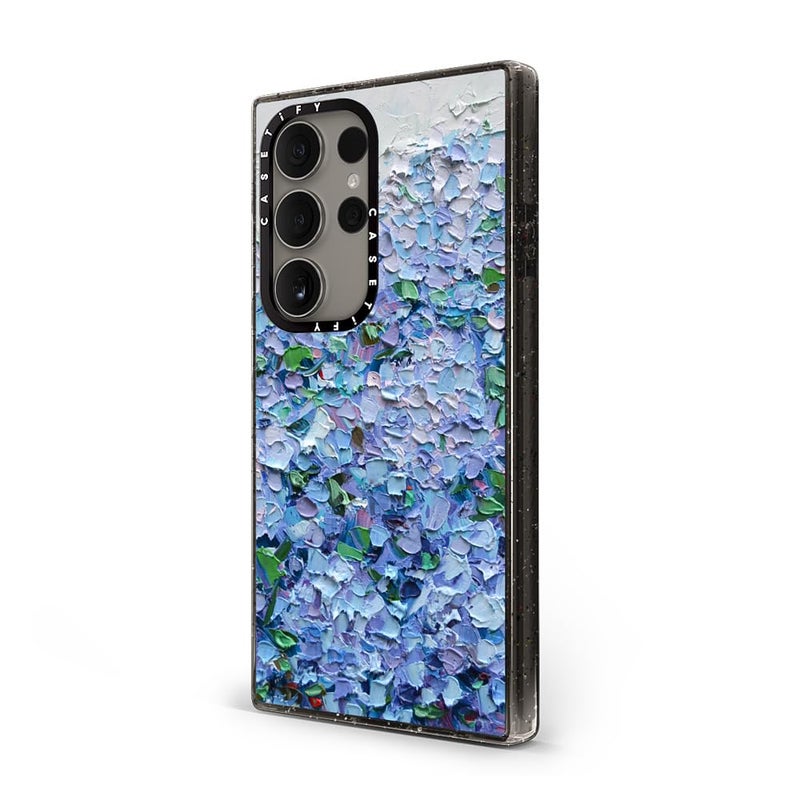 CASETIFY Impact Galaxy S24 Ultra Case - Nantucket Blue Hydrangeas - Clear Black - Image 5