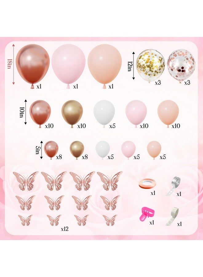 Amandir 135Pcs Rose Gold Balloons Girl Baby Shower Decorations Baby Boxes, Butterfly Stickers Balloon Garland Arch Kit Baby Box With Letter (A-Z+Baby) For Wedding Bridal Birthday Party Decoration - Image 2