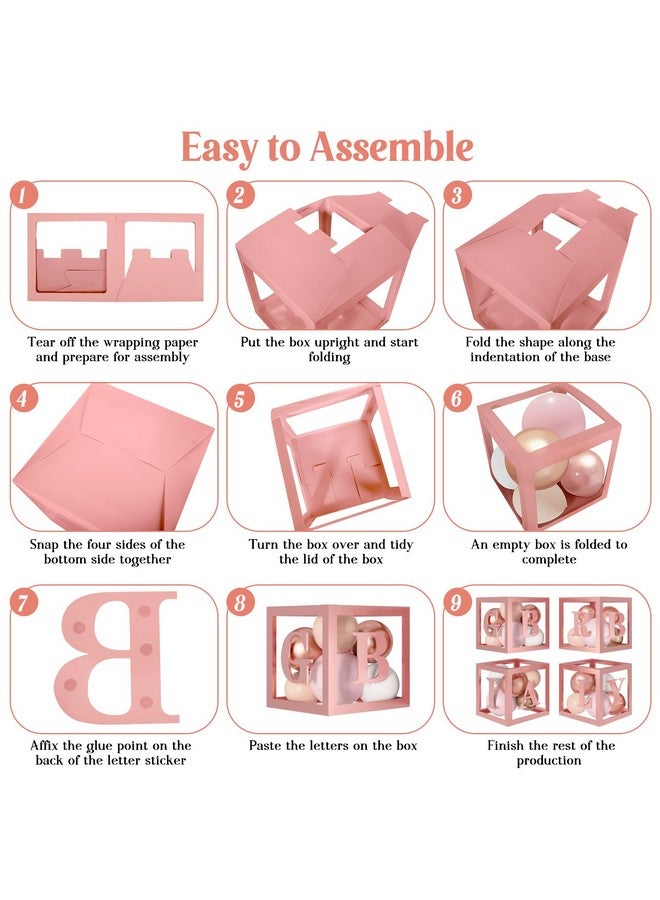 Amandir 135Pcs Rose Gold Balloons Girl Baby Shower Decorations Baby Boxes, Butterfly Stickers Balloon Garland Arch Kit Baby Box With Letter (A-Z+Baby) For Wedding Bridal Birthday Party Decoration - Image 4
