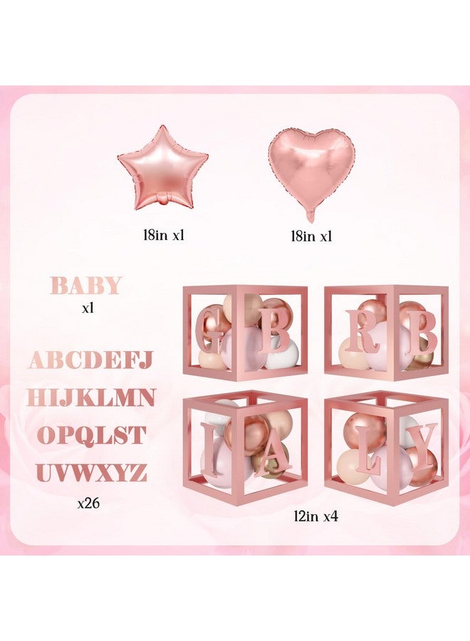 Amandir 135Pcs Rose Gold Balloons Girl Baby Shower Decorations Baby Boxes, Butterfly Stickers Balloon Garland Arch Kit Baby Box With Letter (A-Z+Baby) For Wedding Bridal Birthday Party Decoration - Image 3