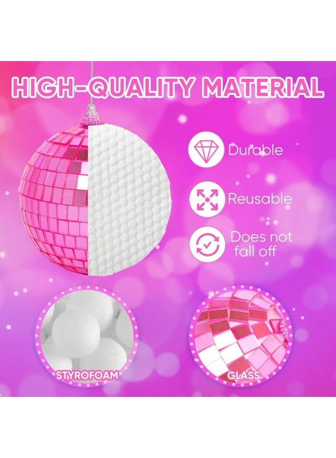 36 Pack Disco Ball Pink (10cm) Hanging Disco Balls Reflective Mirror Ball Ornament For Party Holiday Wedding Dance And Music Festivals Decor Club Stage Props Dj Decoration  - Image 2