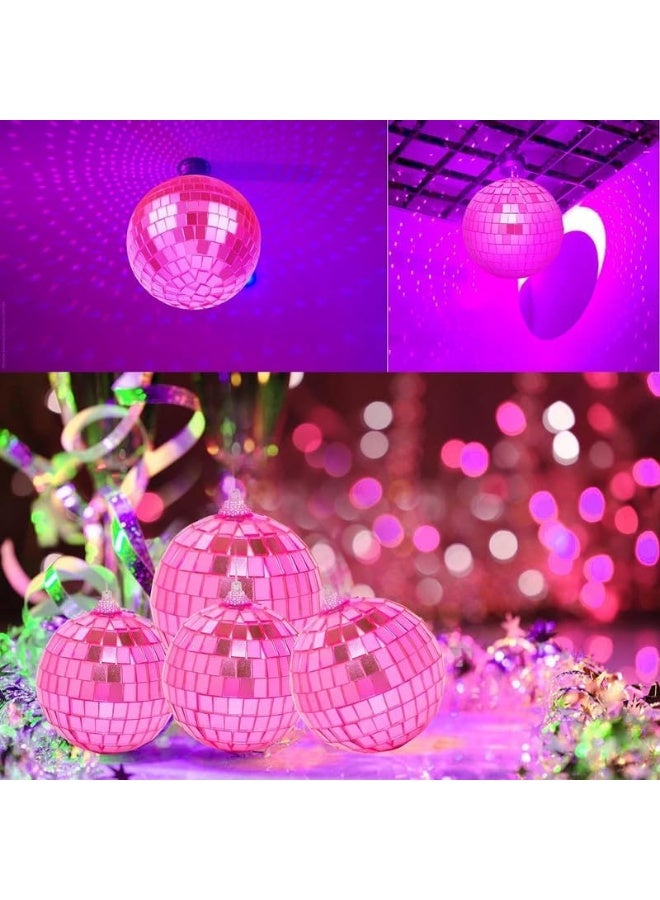 36 Pack Disco Ball Pink (10cm) Hanging Disco Balls Reflective Mirror Ball Ornament For Party Holiday Wedding Dance And Music Festivals Decor Club Stage Props Dj Decoration  - Image 1