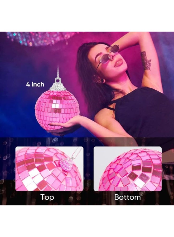 36 Pack Disco Ball Pink (10cm) Hanging Disco Balls Reflective Mirror Ball Ornament For Party Holiday Wedding Dance And Music Festivals Decor Club Stage Props Dj Decoration  - Image 4