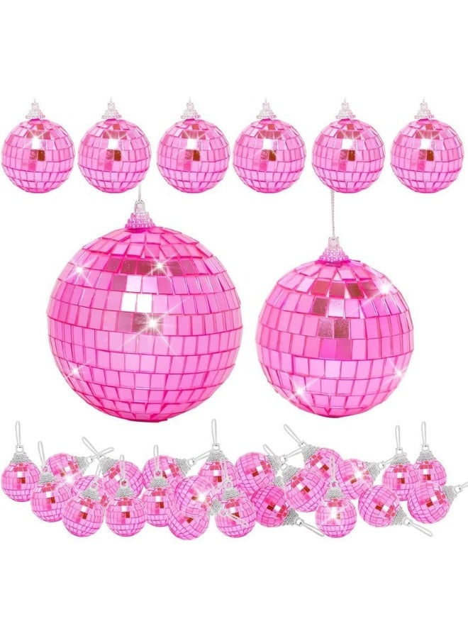 36 Pack Disco Ball Pink (10cm) Hanging Disco Balls Reflective Mirror Ball Ornament For Party Holiday Wedding Dance And Music Festivals Decor Club Stage Props Dj Decoration  - Image 3