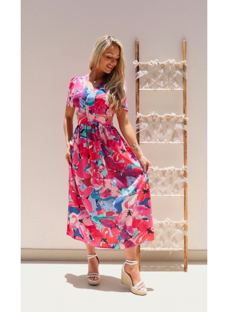 Alorabella Matilda Cut-Out Dress - Pink  - Image 1