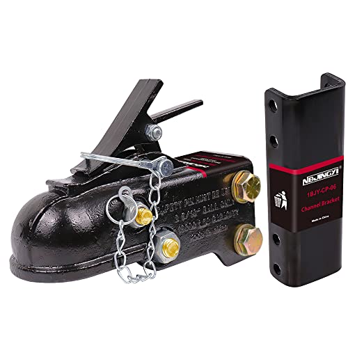 NBJINGYI 2-5/16 in Heavy Duty Cast Adjustable Trailer Coupler 15000LBS Capacity Channel-Mount with 5-Position Adjustable Channel Bracket - Image 2