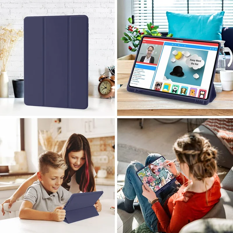 Bluepeak Navy Blue iPad 10.2 Case Compatible with iPad 9th/8th/7th Generation – Trifold Stand Protective Cover with Pencil Holder, Auto Sleep/Wake, Smart Case - Navy Blue  | Best Price UAE