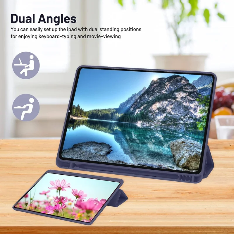 Bluepeak Navy Blue iPad 10.2 Case Compatible with iPad 9th/8th/7th Generation – Trifold Stand Protective Cover with Pencil Holder, Auto Sleep/Wake, Smart Case - Navy Blue  | Best Price UAE