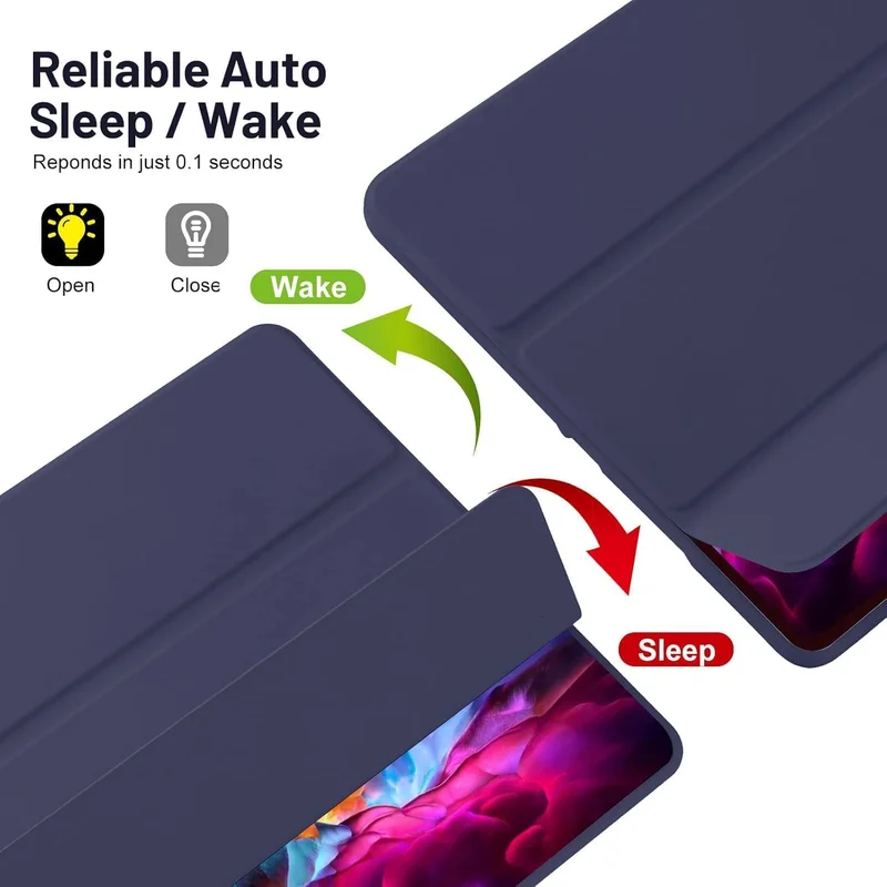 Bluepeak Navy Blue iPad 10.2 Case Compatible with iPad 9th/8th/7th Generation – Trifold Stand Protective Cover with Pencil Holder, Auto Sleep/Wake, Smart Case - Navy Blue  | Best Price UAE