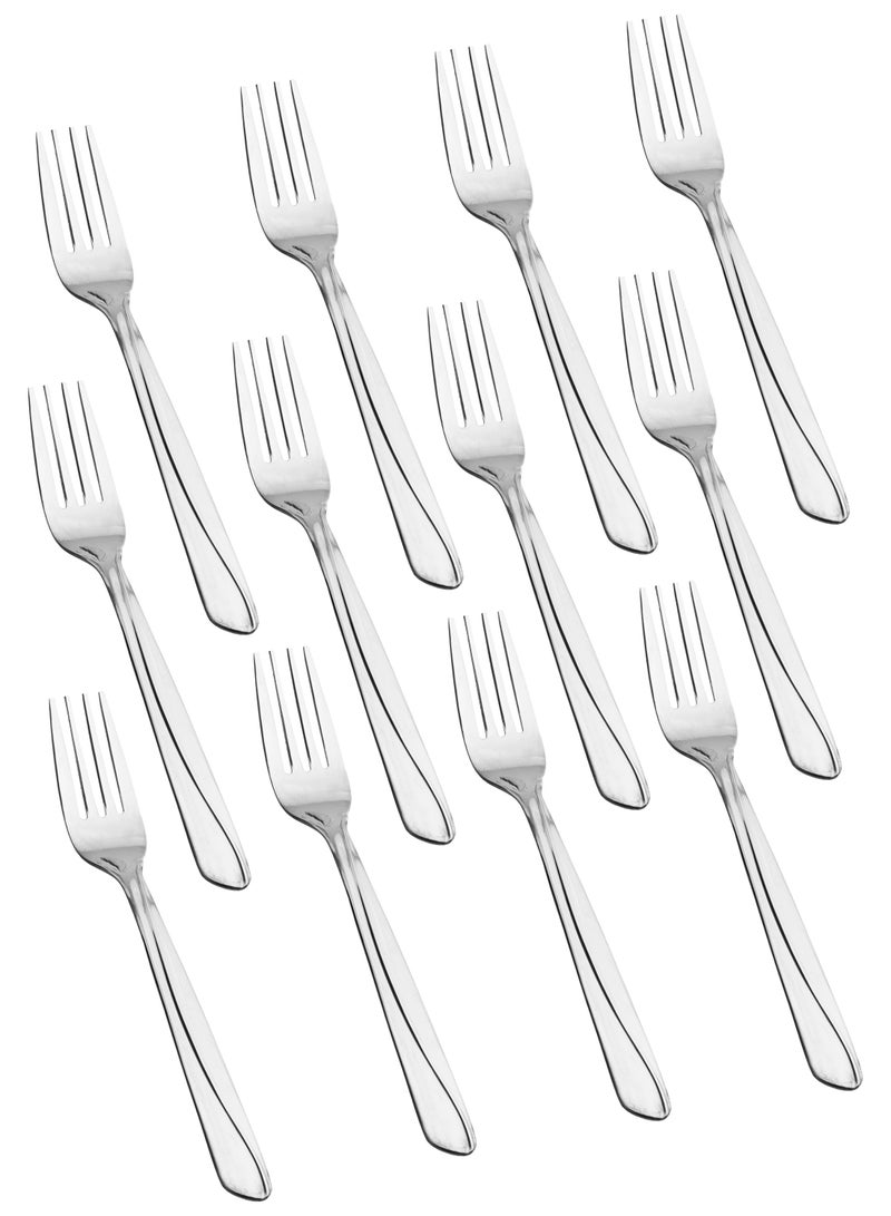 Hic 12-Piece Stainless Steel Dinner Fork Set Silver