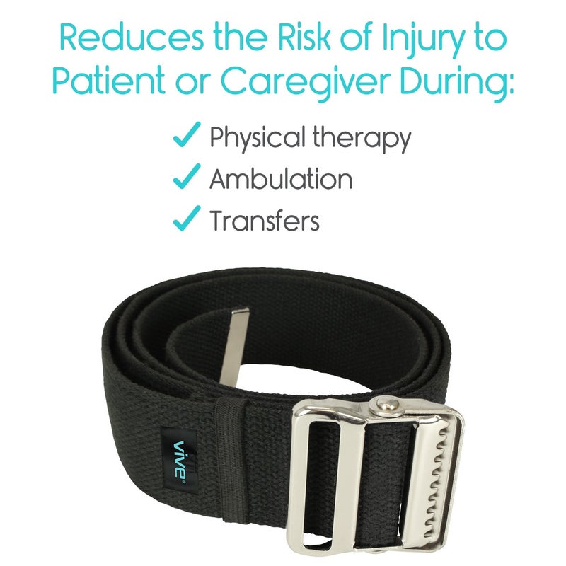 Vive Gait Belt (60 Inch) - Transfer Assist Device for Caregiver, Nurse, Therapist, Seniors, Elderly, Bariatric, Occupational and Physical Therapy - Medical Nursing Safety - Walking & Standing Aid - Image 3