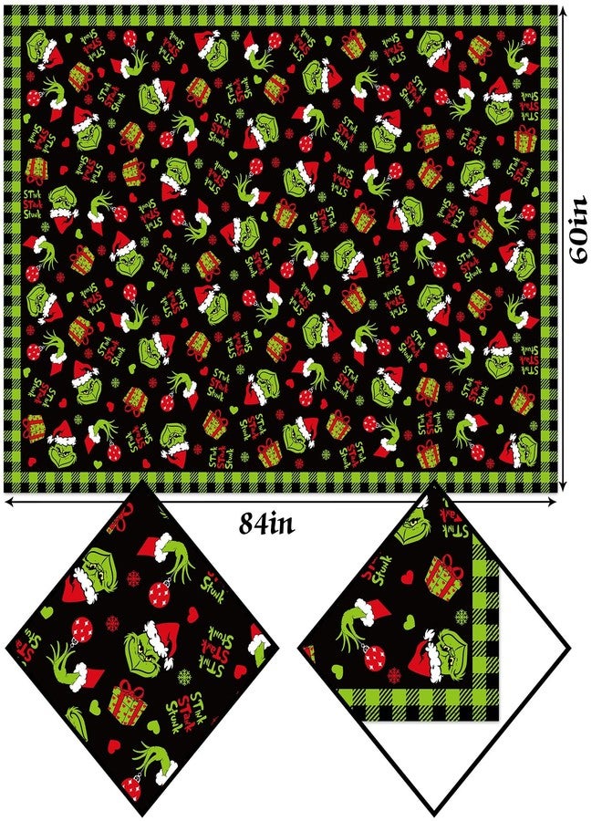 Hafangry Merry Christmas Tablecloth Buffalo Plaid Xmas Green Elf Winter Holiday Party Decoration Rectangular Kitchen Dining Room Home Decor 60×84inches - Image 3