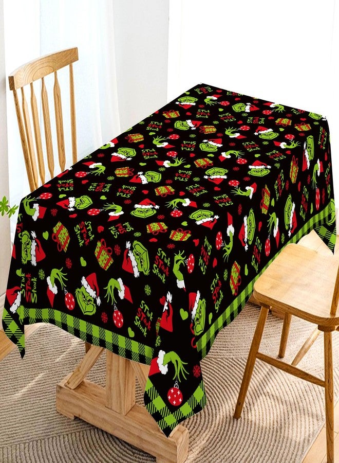 Hafangry Merry Christmas Tablecloth Buffalo Plaid Xmas Green Elf Winter Holiday Party Decoration Rectangular Kitchen Dining Room Home Decor 60×84inches - Image 1