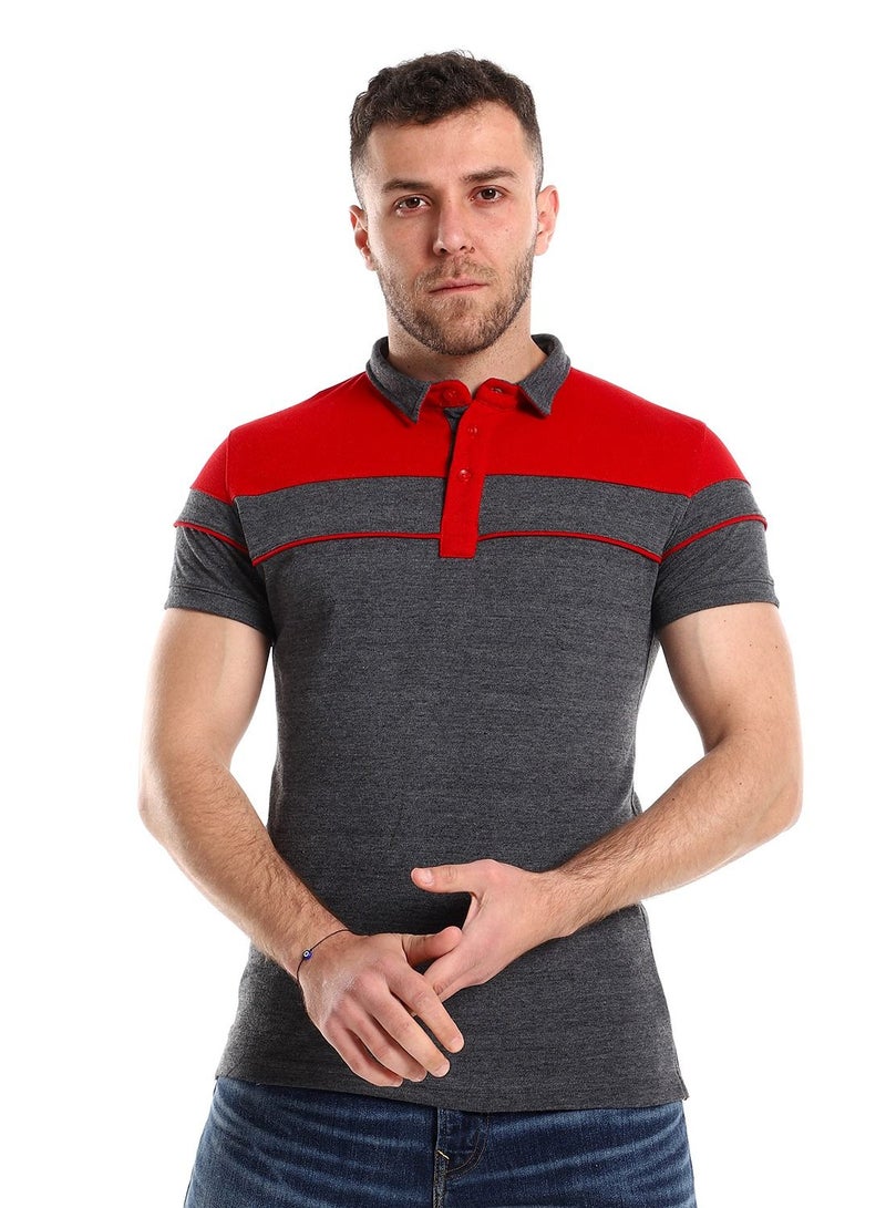 Caesar Pique Polo Shirt With Classic Collar And Buttons - Image 1