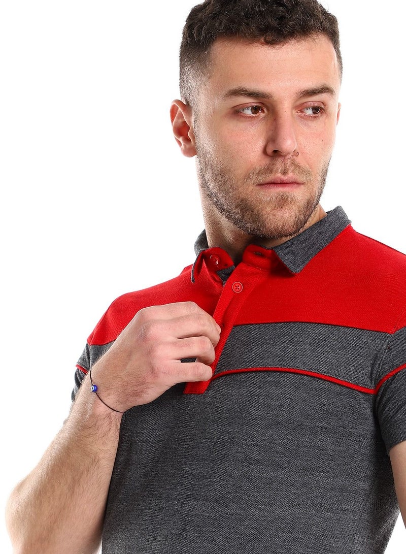 Caesar Pique Polo Shirt With Classic Collar And Buttons - Image 3