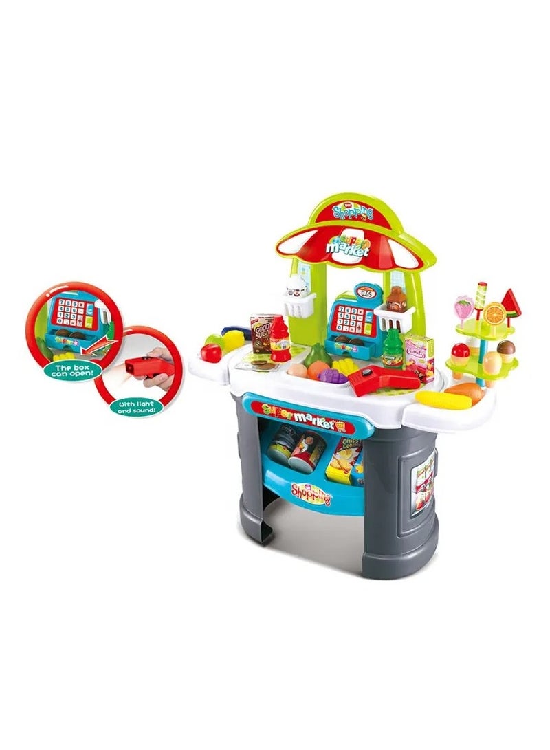 Kids Pretend Play Set Shopping Game Trolley Toy Register Cash Supermarket Toys Set - Image 3