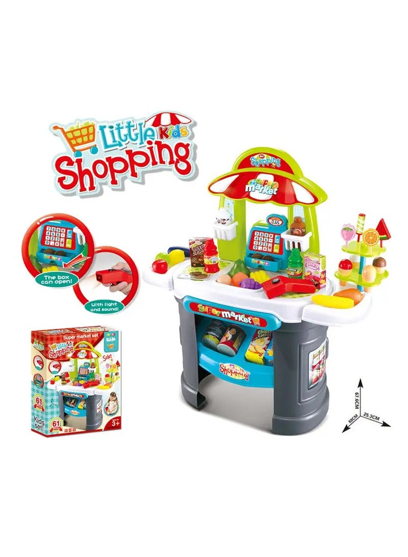 Kids Pretend Play Set Shopping Game Trolley Toy Register Cash Supermarket Toys Set - Image 2