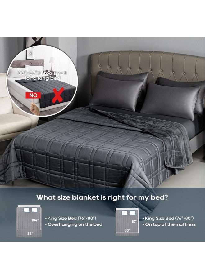 OMYSTYLE Weighted Blanket King Size 25lbs(88''x104'', Dual-Sided), Reversible King Weighted Blanket with Cozy Warm Velvet & Cooling Tencel Fabric for Adults & Couple All Season - Carry Bag Included, Dark Grey  - Image 5