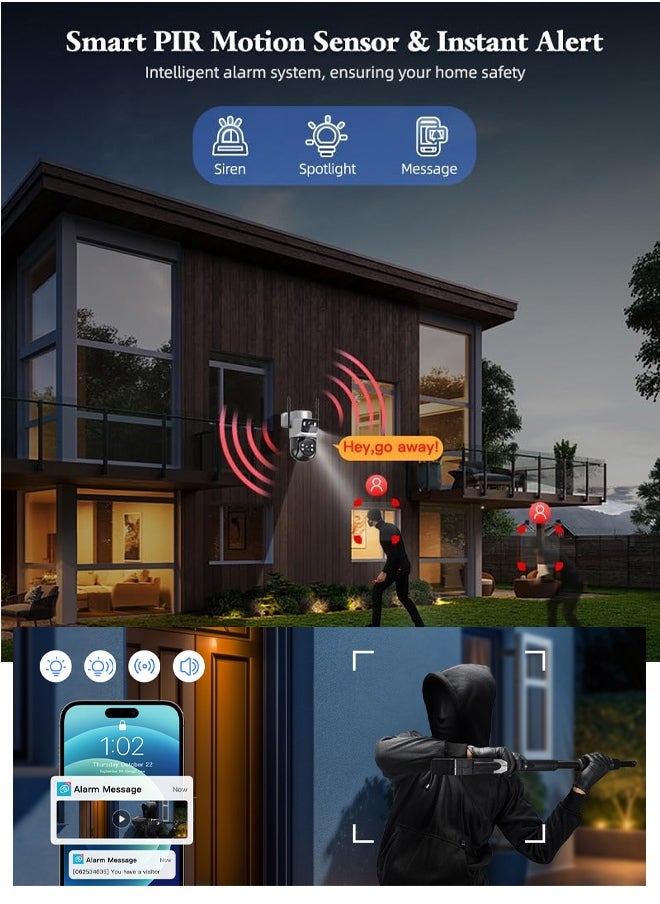Generic - 8-megapixel 2SSTV outdoor security camera with 1080P night vision, optical zoom, color infrared night vision, dual sensor motion detection, up and down rotation monitoring system, equipped with solar panel. - Image 1