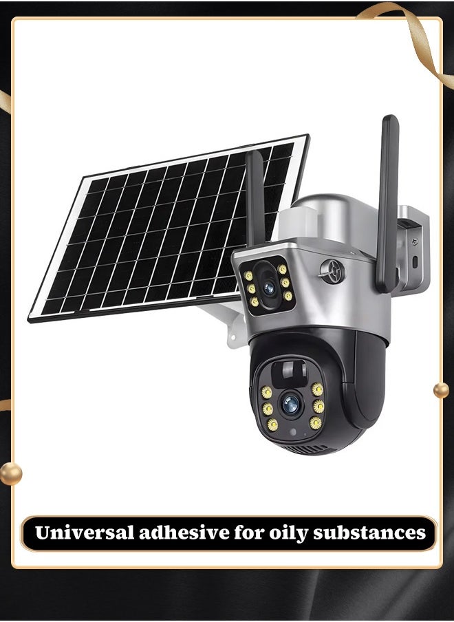 Generic - 8-megapixel 2SSTV outdoor security camera with 1080P night vision, optical zoom, color infrared night vision, dual sensor motion detection, up and down rotation monitoring system, equipped with solar panel. - Image 1