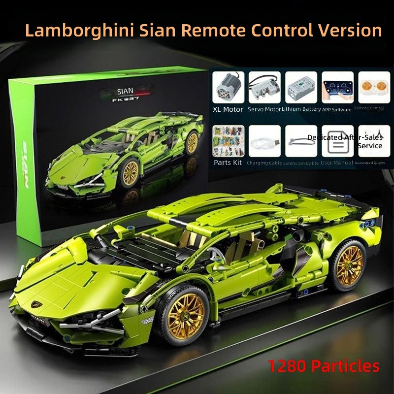 Lamborghini Remote Control Sports Car Building Blocks - High-Difficulty Puzzle Toy for Boys Aged 8-12 - Image 1