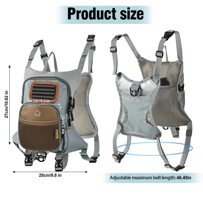 Qiullen Waterproof Fly Fishing Chest Pack with Hard Bottom Work Station, Holds Multiple Fly Boxes and Back Net Holder, Adjustable Tackle Backpack with Quick-Release - Image 2