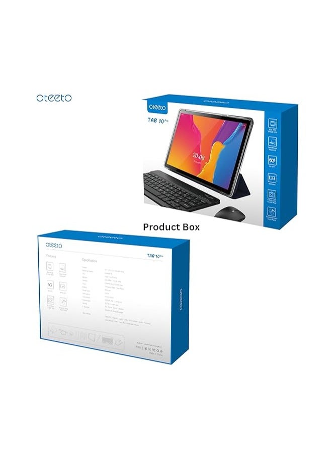 Oteeto - Oteeto TAB 10 Pro/Single SIM 5G Network/8GB RAM + 512GBG ROM/5G Wifi/8000 mAh/8MP Front + 13MP Rear Camera/Quad Core 2.0GHz Processor/Android 13/Includes Keyboard,Mouse,Touch Pen,OTG,Flip Cover (Gray) - Image 1