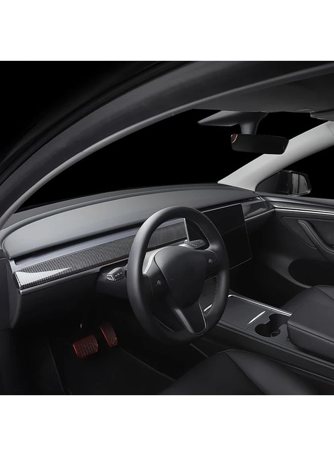 Bright Carbon Trim Strips For Center Console 2021 2023 Model 3 Y 2 Pieces - Image 3