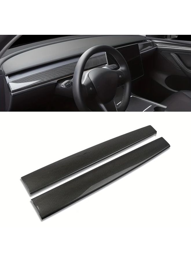 Bright Carbon Trim Strips For Center Console 2021 2023 Model 3 Y 2 Pieces - Image 1