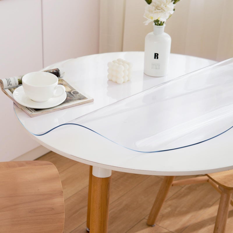 Eisdroma 42 Inch Round Clear Table Cover Protector, Clear Round Protector for Dining Room Table, 1.5mm Thick Waterproof Round Plastic Vinyl Table Pad - Image 4