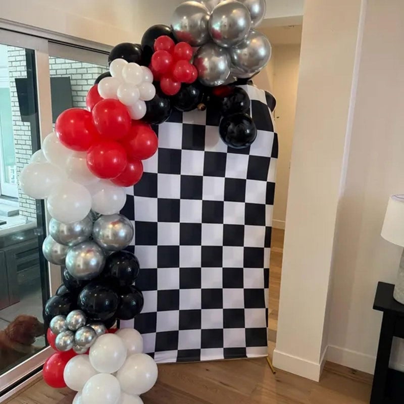 Paeyeq Red Black Balloons, 60 Pcs 12 Inch Double Stuffed Red Matte Black White Balloon with Metallic Silver Balloon for Halloween Vampire Prom New Year Race Car Theme Birthday Poker Card Party Decorations - Image 5