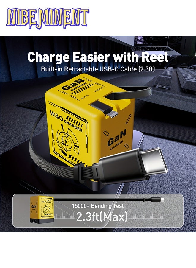 NIBEMINENT Smart Charger, 2 in 1 120w Fast Charger, Retractable Wall Fast Charger, Portable Charger with All in 1 Foldable Plug, Fast Charging Power Adapter for Smartphones (Green) - Image 3