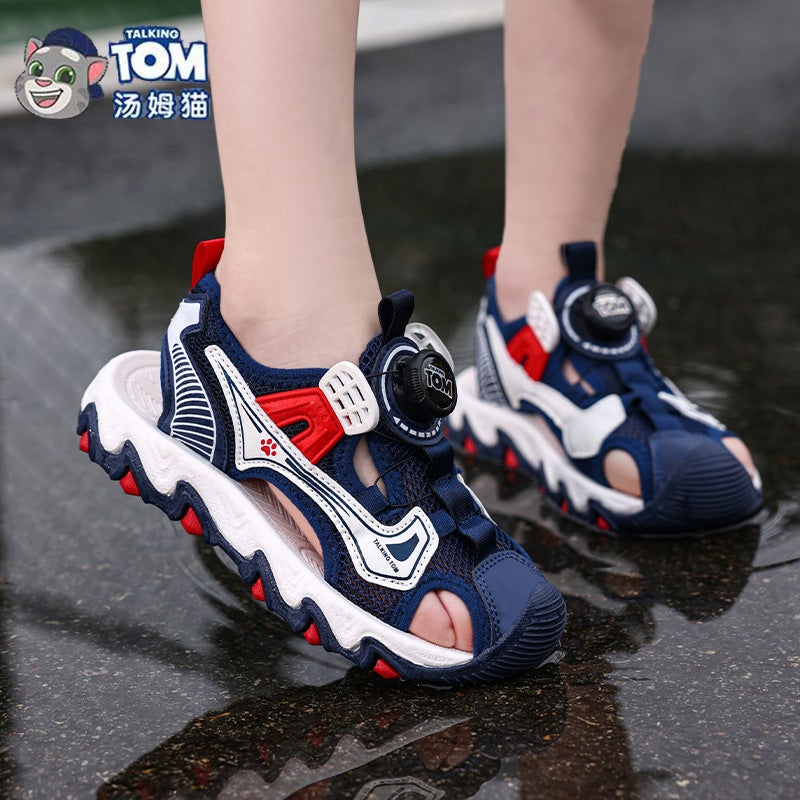 Tom Cat Boys' Closed-Toe Sandals 2025 Style For Older Boys With Button Soft Sole Sports Beach Shoes - Image 4