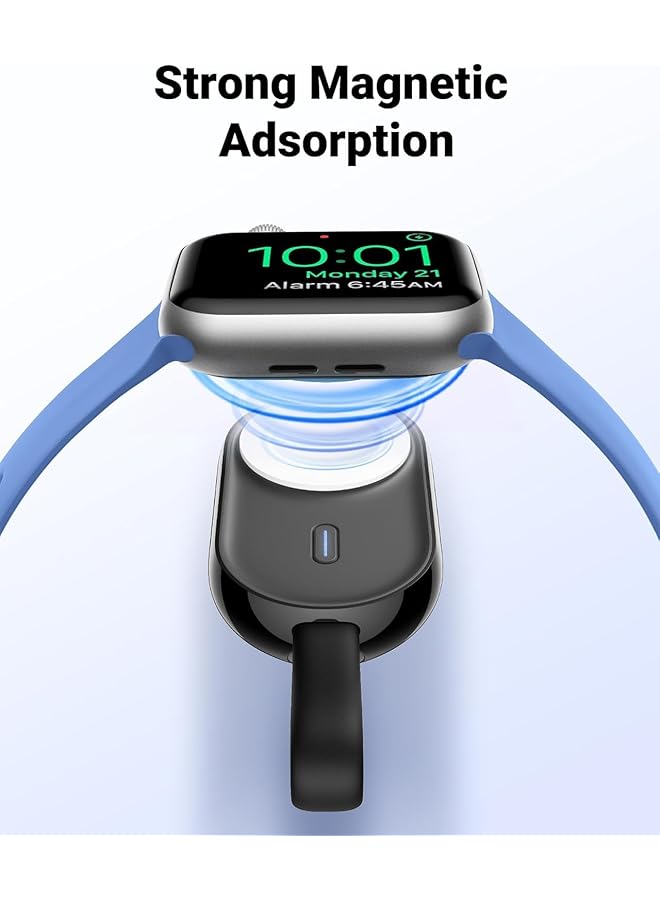 erorex Portable Watch Charger 1200Mah 2.5W Fast Charging Portable Iwatch Charger Power Bank Magnetic Iwatch Charger Compatible With Watch Series 9 8 7 6 5 4 3 2 1 Se Ultra Black  - Image 2
