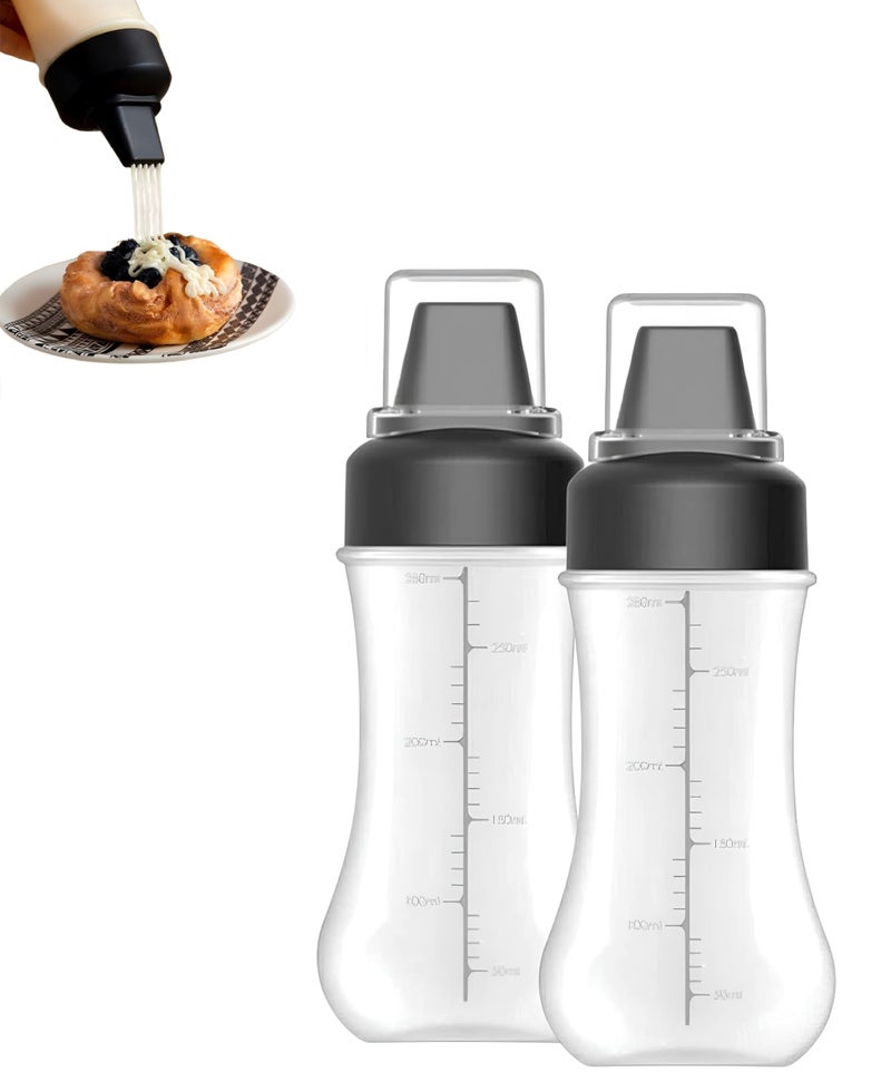 PRAMANTA Plastic Sauce Bottle Kitchen Vinegar Oil Ketchup Sauce Bottle Honey Chutney Salad Dressing Condiment Dispenser Squeeze Bottle for Home Hotel Restaurant (2Pcs) - Image 1