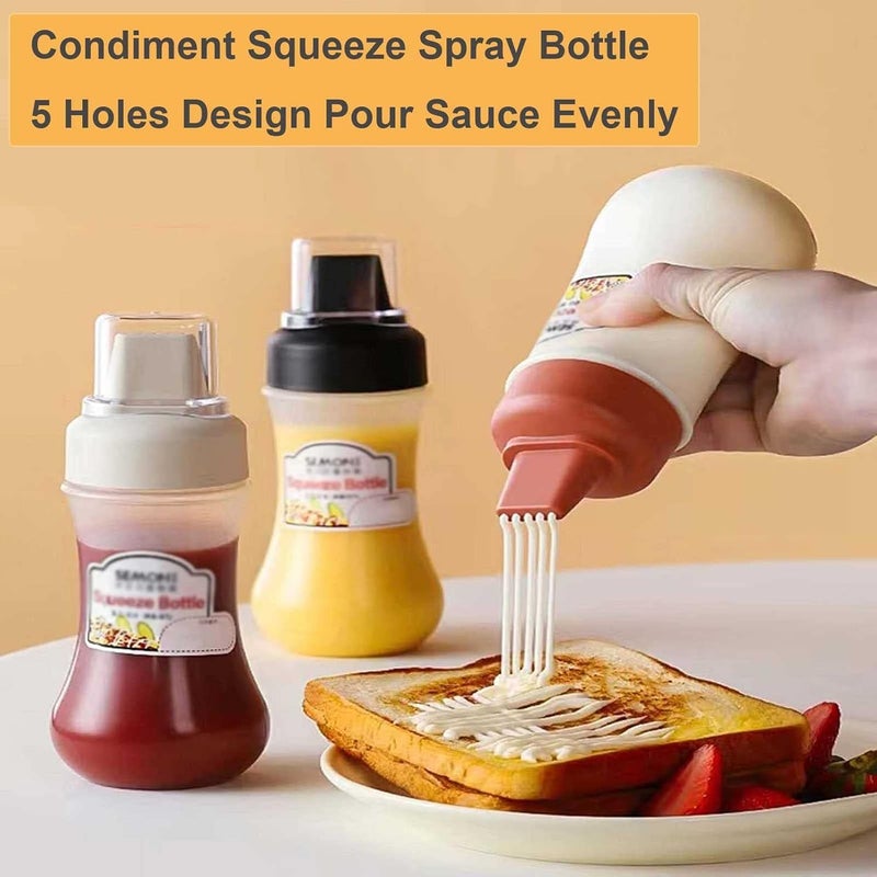 PRAMANTA Plastic Sauce Bottle Kitchen Vinegar Oil Ketchup Sauce Bottle Honey Chutney Salad Dressing Condiment Dispenser Squeeze Bottle for Home Hotel Restaurant (2Pcs) - Image 4