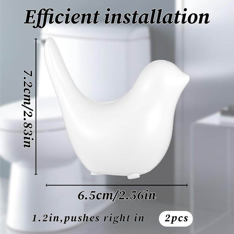 Fyntave 2 Pcs Ceramic Bird Toilet Bolt Covers Decorative Replacement Toilet Screw Cover Caps Cute Bird Toilets Screw Caps Decorative Easy Installation Toilets Bolt Cap for Bathroom Decor (White) - Image 2