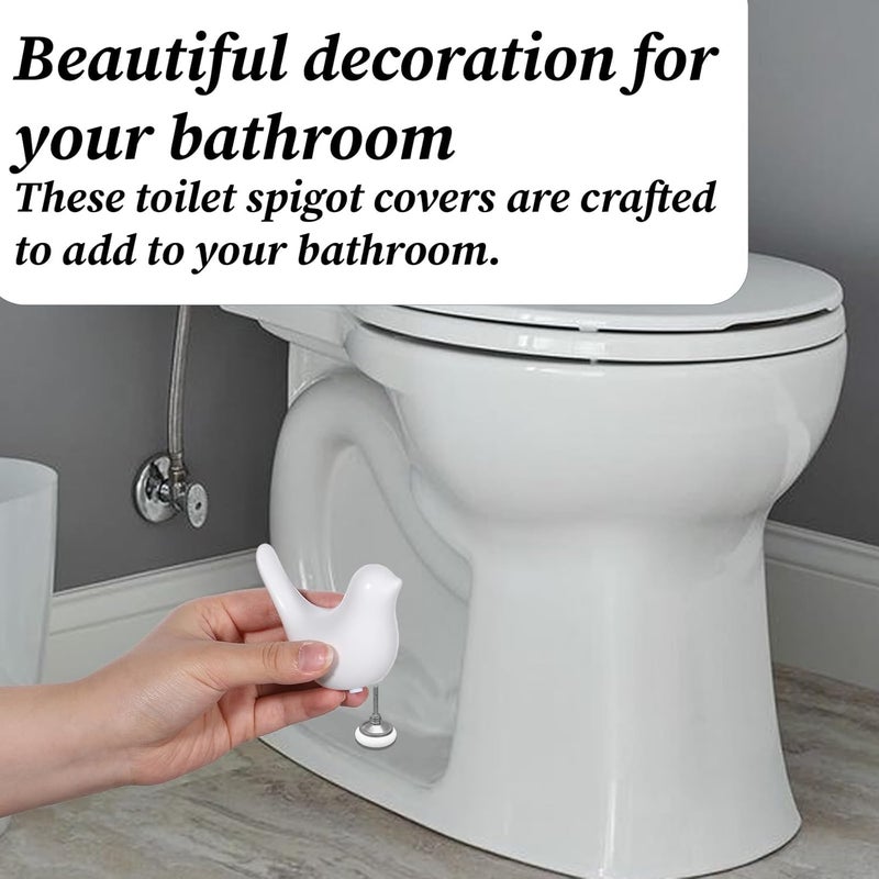 Fyntave 2 Pcs Ceramic Bird Toilet Bolt Covers Decorative Replacement Toilet Screw Cover Caps Cute Bird Toilets Screw Caps Decorative Easy Installation Toilets Bolt Cap for Bathroom Decor (White) - Image 3