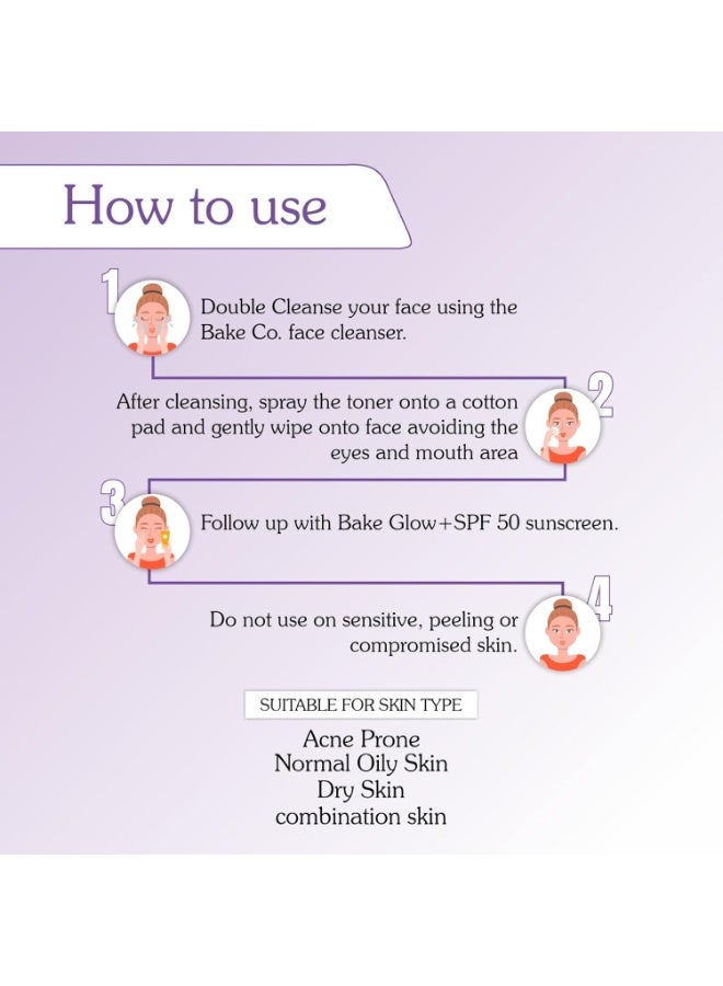 BAKE 5% Niacinamide & Rice Water Toner | Fermented Rice Water Extract | For Dry & Acne Prone Skin | Alcohol Free Toner with Hyaluronic Acid | Smoothens Uneven Skin | Fades Acne Marks | 100ml - Image 4