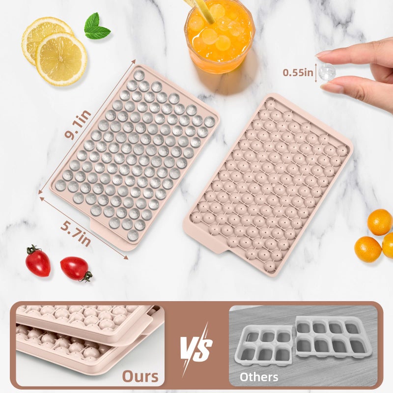 WIBIMEN Mini Ice Cube Trays, 0.55â€ Tiny Pebble Ice for Iced Coffee & Cocktails, Fast Chill, Easy Twist Release, Stackable with Lid & Storage Bin (4 Pack, Pink) - Image 5