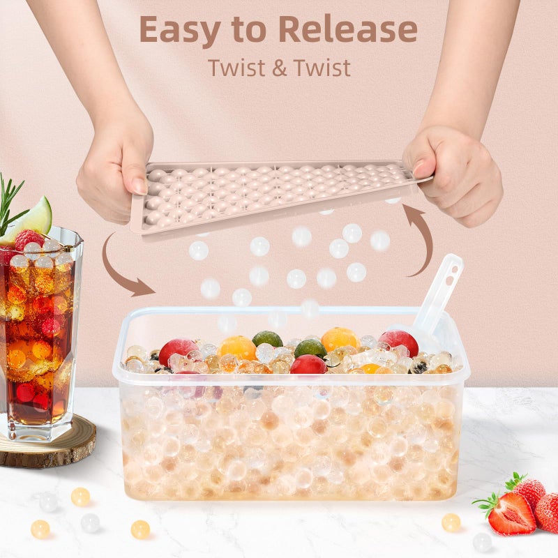 WIBIMEN Mini Ice Cube Trays, 0.55â€ Tiny Pebble Ice for Iced Coffee & Cocktails, Fast Chill, Easy Twist Release, Stackable with Lid & Storage Bin (4 Pack, Pink) - Image 2