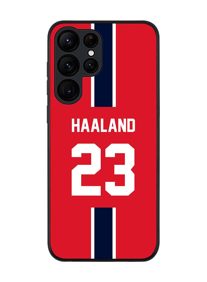 Stylizedd Rugged Black edge case for Samsung Galaxy S22 Ultra 5G Slim fit Soft Case Flexible Rubber Edges Anti Drop TPU Gel Thin Cover - Football Team - Norway Player Name - Haaland - Image 1