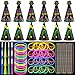 Hollowfly 88 Pcs 2026 New Year Eve Party Supplies for 12 Guest Glow in The Dark Party Supplies Neon Hats Necklace Glow Glasses Necklace Fringed Noisemaker Sticks for Happy New Year Eve Neon Decor - Image 2